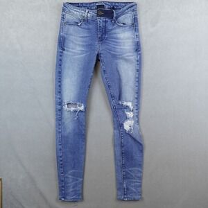 R+A Jeans Womens Distressed Light Wash Blue Denim Size 24 Stretch